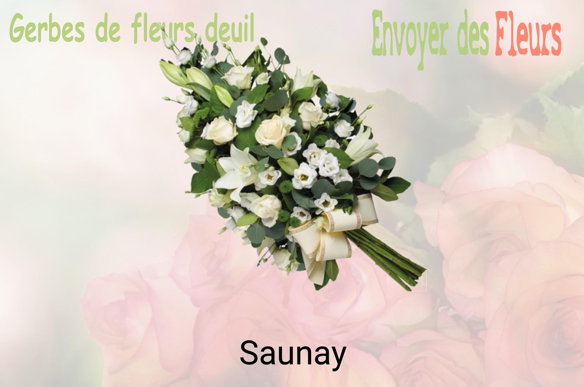 Gerbe de fleurs de deuil livrée à Saunay